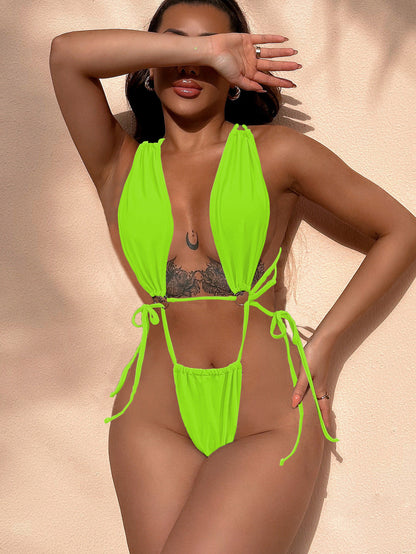 Solid Color Sexy Women Summer Vacation Swimsuit
