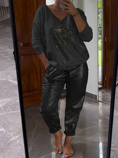 Conjunto de top bronceador con diseño de ojo malvado informal a la moda para mujer