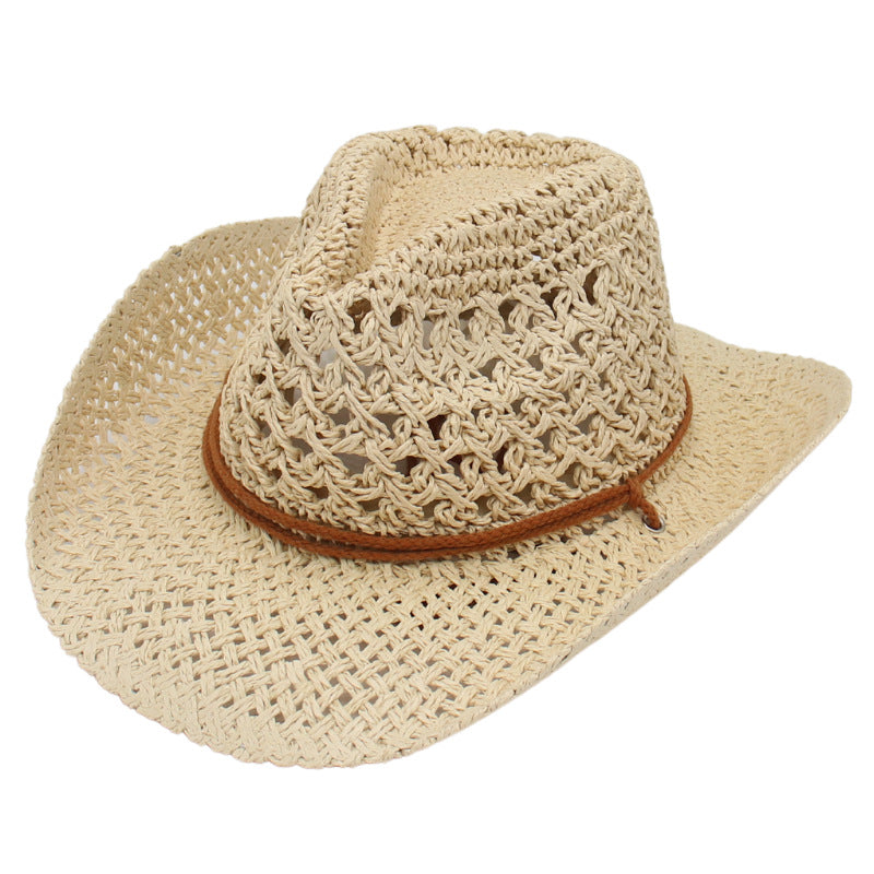 Sombrero de paja de playa informal retro para mujer