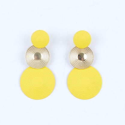 Women Fashion Solid Color Three Layer Mosquito Plate Earrings