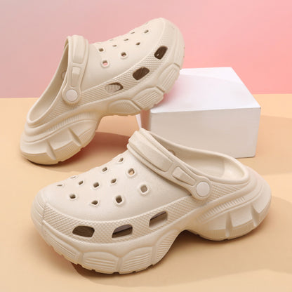 Zapatillas informales de suela gruesa con agujeros y suela gruesa para mujer