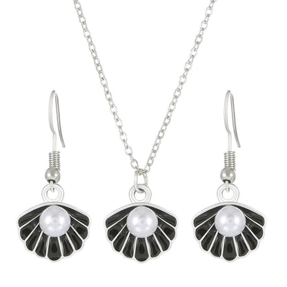 Fashion Exquisite Pearl Shell Necklace Earrings Set - Marine Organisms Style