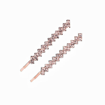 Women Fashion Simple Rhinestone Hairpin 2pieceSet