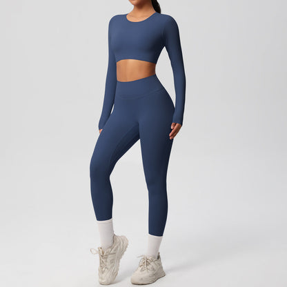 Women Yoga Solid Color Sports Two-Piece Set