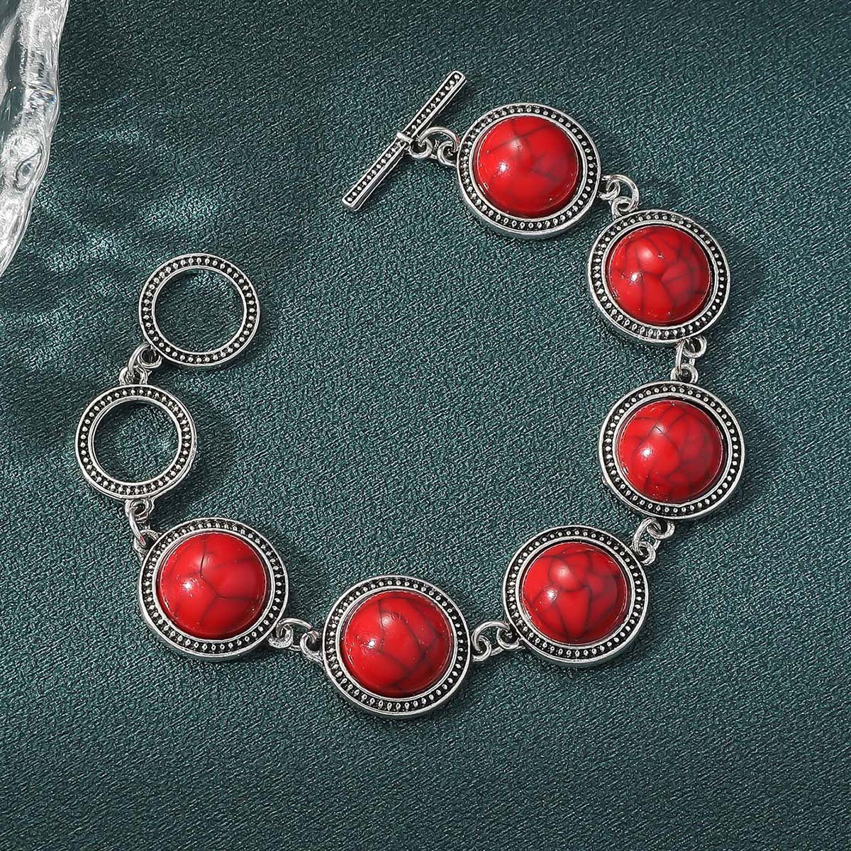 Pulsera étnica bohemia retro turquesa para mujer