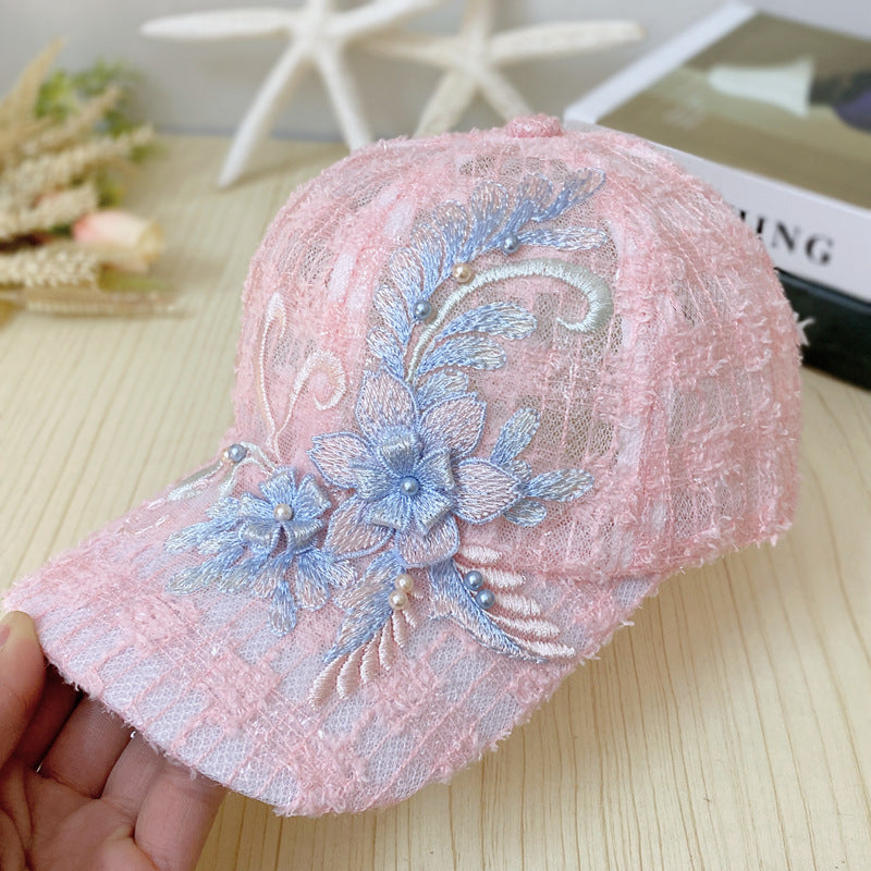 Casquette élégante en maille fine et dentelle pour femme