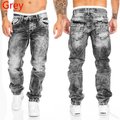 Vaqueros rectos casuales para hombre estilo hip hop