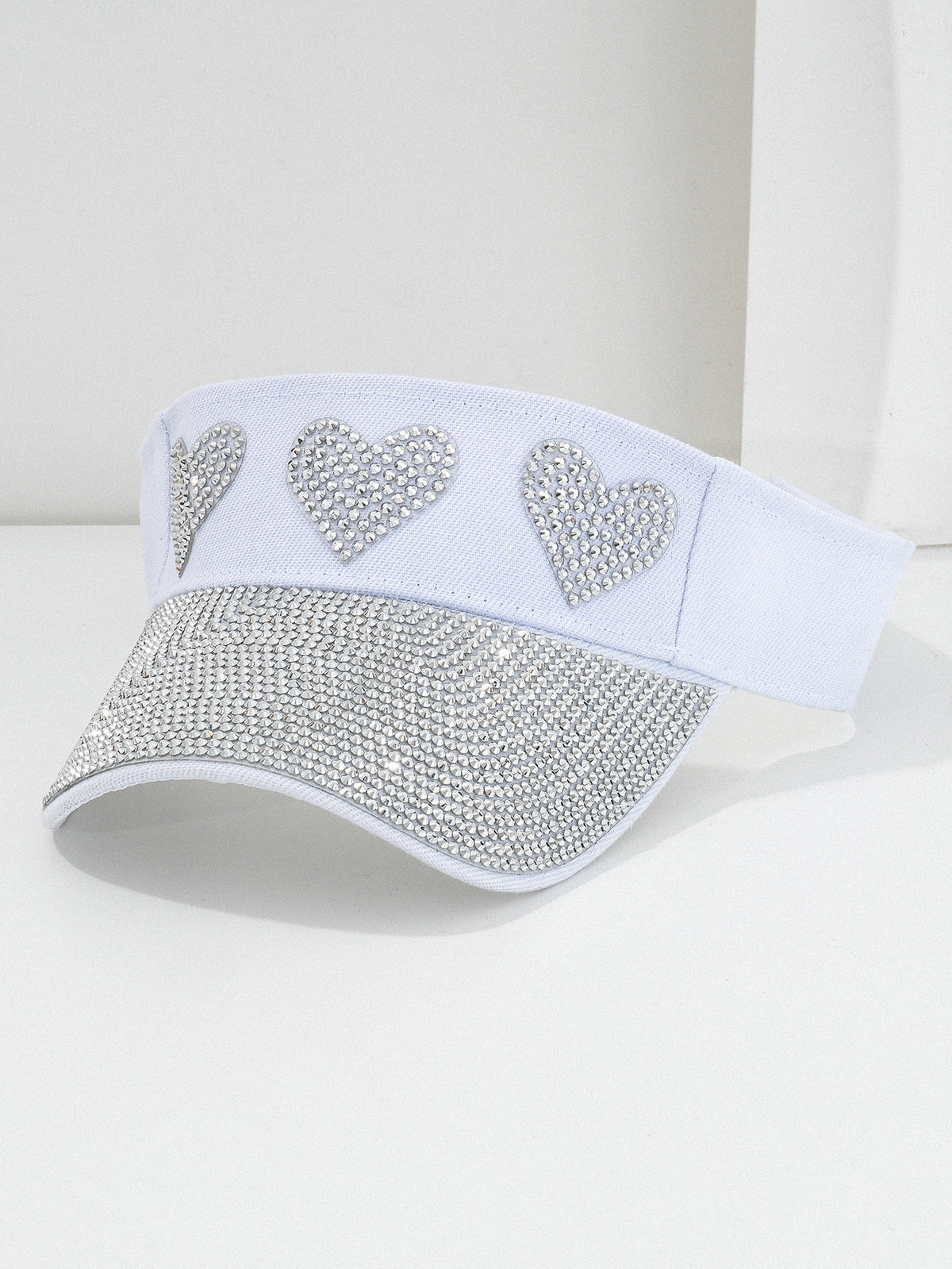 Gorra de béisbol para pareja con diamantes de imitación en forma de corazón