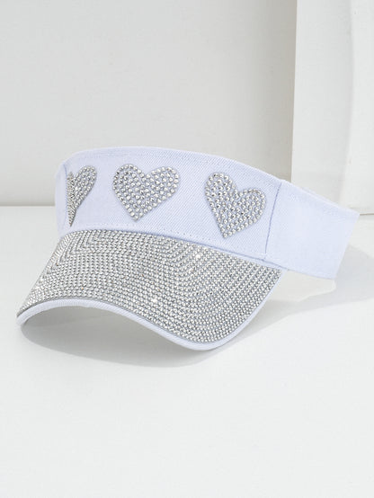 Gorra de béisbol para pareja con diamantes de imitación en forma de corazón