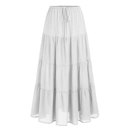 Women Fashion Solid Color Printed High Waist Skirt