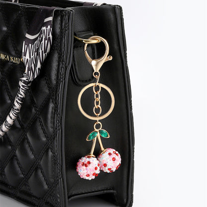Creative Cute Simulation Fruit Alloy Rhinestone Cherry Key Chain