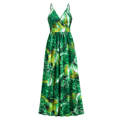 Summer Women Fashion Bohemian Style Sexy V Neck Floral Dress