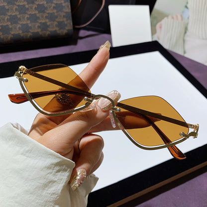 Fashion Half Frame Diamond Sunglasses