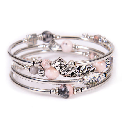 Pulsera bohemia de cuentas de piedra natural para mujer