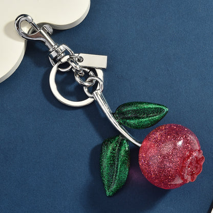 Women Fashion Crystal Blueberry Fruit Pendant Keychain