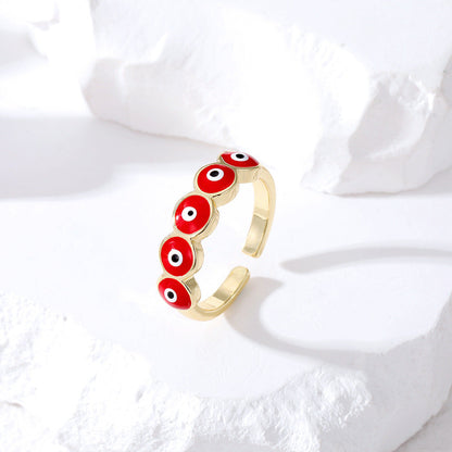 Conjunto de anillos de aleación con diseño geométrico de ojo de diablo para mujer