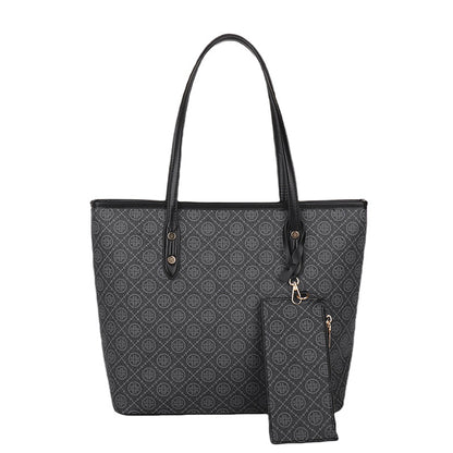 Vintage Large Capacity Printed Tote Bag with Zipper Closure