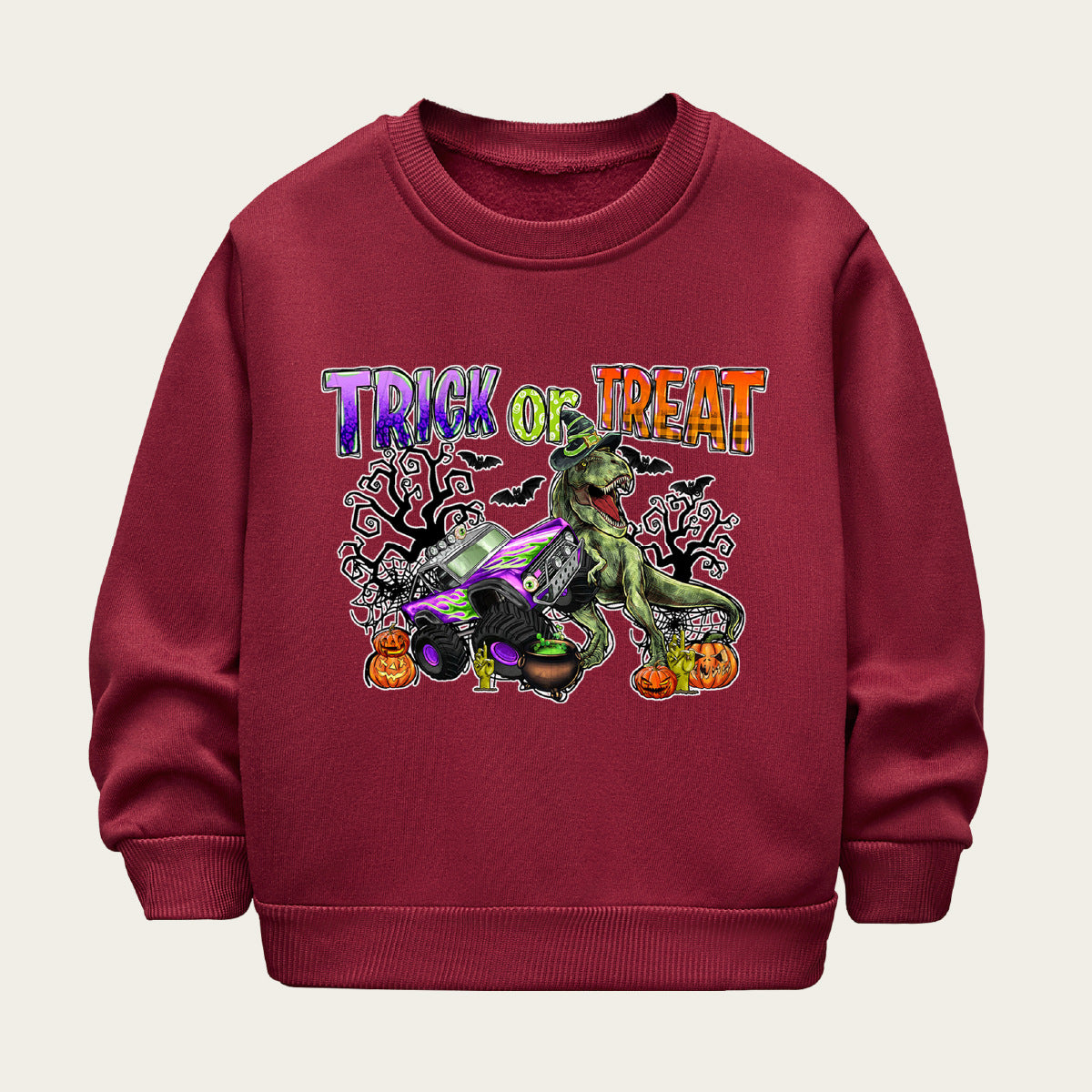 Kids Toddler Boys Girls Casual Halloween Print Fleece Sweatshirt