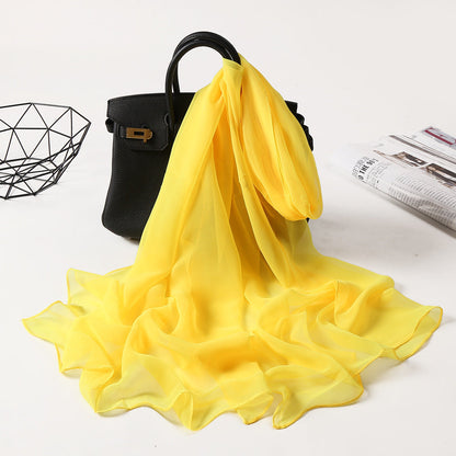 Bufanda larga de gasa con protección solar de color liso de verano para mujer