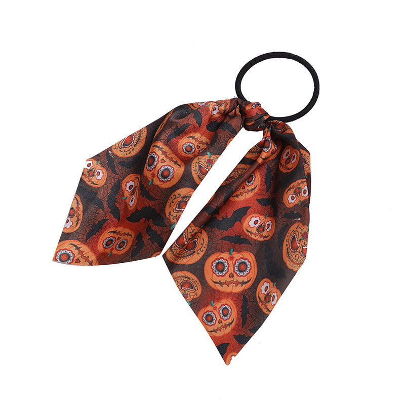 Halloween Women Cartoon Ghost Pumpkin Hair Rope Ribbon