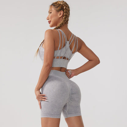 Ensemble deux pièces de sport vierge pour femme, style yoga