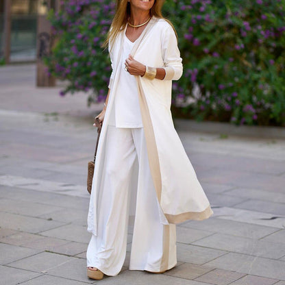 Conjunto de camiseta sin mangas informal de color contrastante a la moda para mujer
