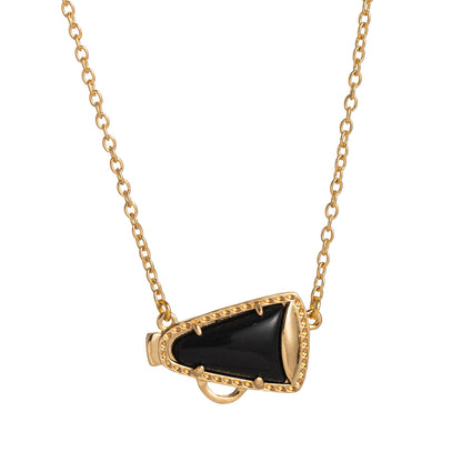 Collar sencillo de cuerno con gotero de aceite para mujer, con colgante geométrico de nácar.