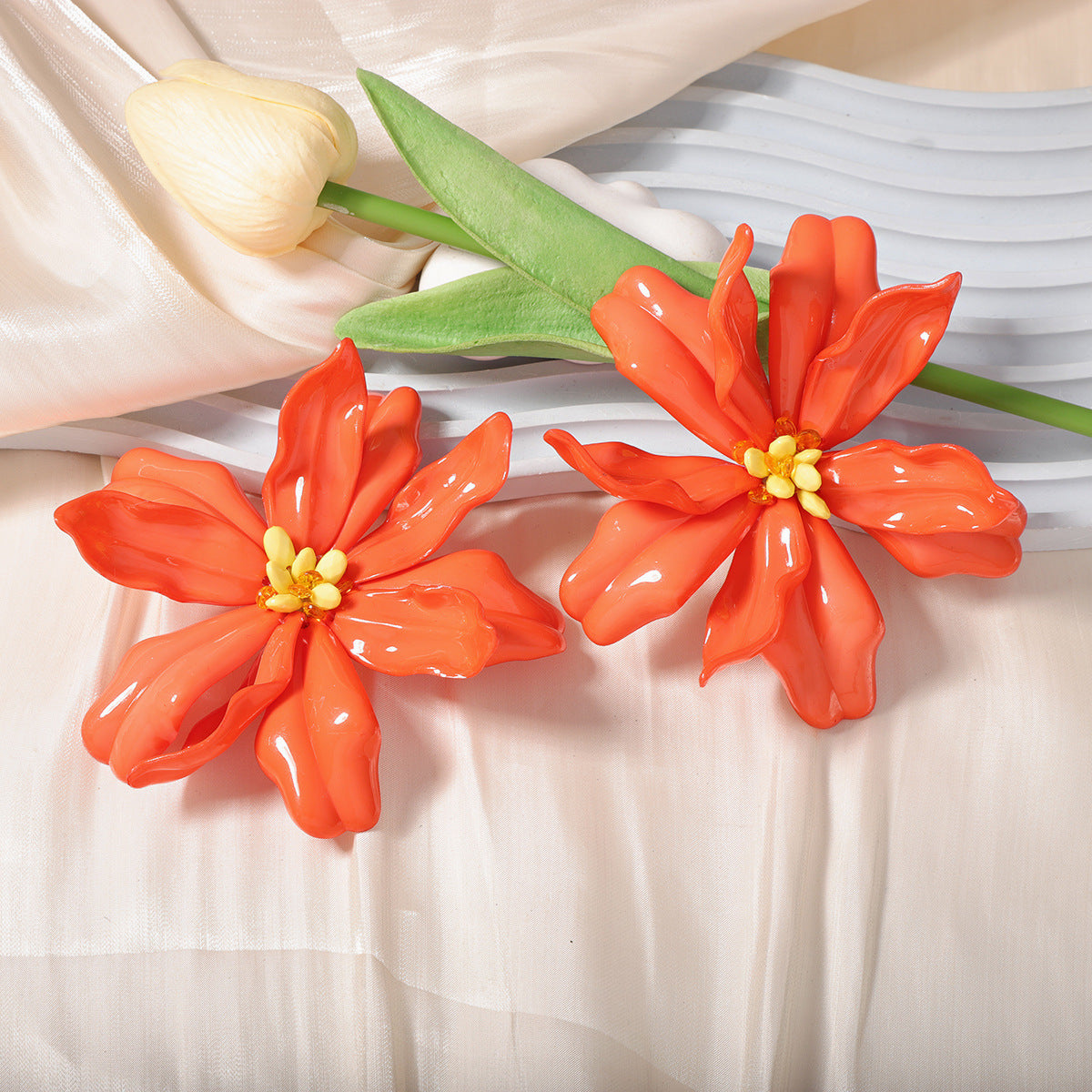 Women Fashion Creative Exaggerated Big Flower Earrings