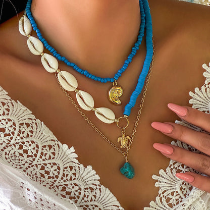 Collar multicapa sencillo con girasoles bohemios para mujer