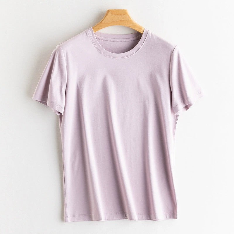 Casual Solid Color Round Neck Short Sleeve Blank T-Shirt