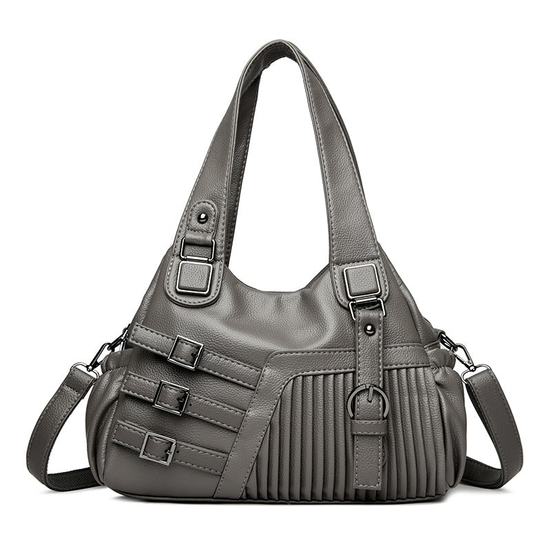 Sac à main en PU de grande capacité, décontracté et tendance, couleur unie, pour femmes