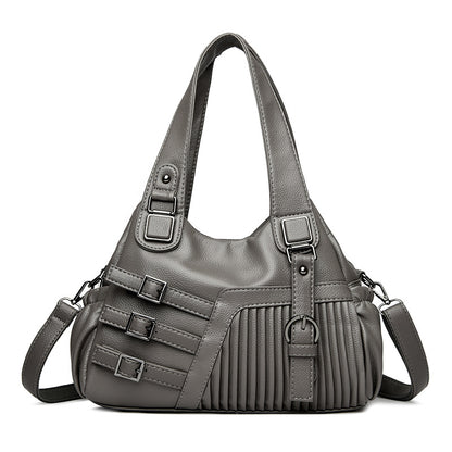 Sac à main en PU de grande capacité, décontracté et tendance, couleur unie, pour femmes