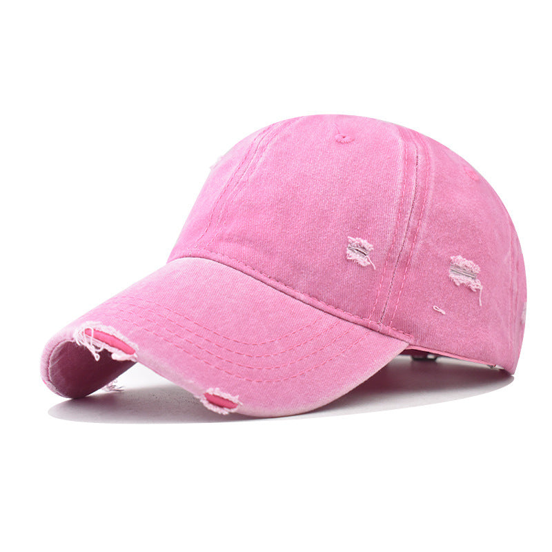 Fashion Casual Solid Color Ripped Baseball Cap Cotton Unisex Style