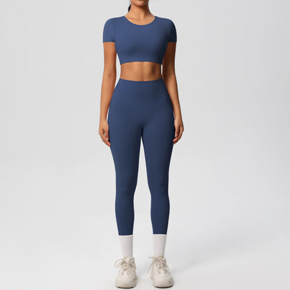 Ensemble de sport deux pièces de yoga pour femmes, couleur unie