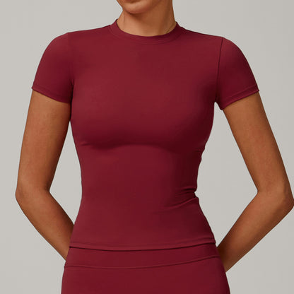 Camiseta informal de color liso de secado rápido para mujer