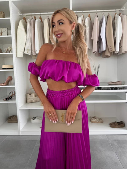 Women Fashion Sexy Solid Color Tube Top Pants Set