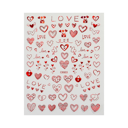 Autocollants pour ongles Love Laser Red pour la Saint-Valentin