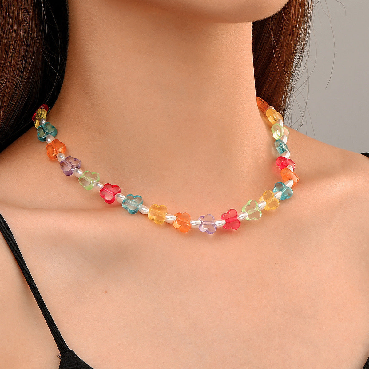 Collar bohemio de cuentas multicolores para mujer