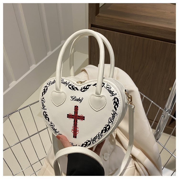 Studded Gothic Punk Heart Shoulder Bag
