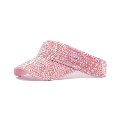 Sombrero de verano para exteriores con protección solar y diamantes de imitación