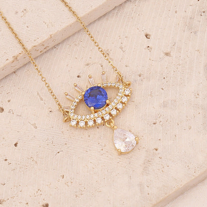 Collar con colgante de ojo malvado de circonita exquisita para mujer