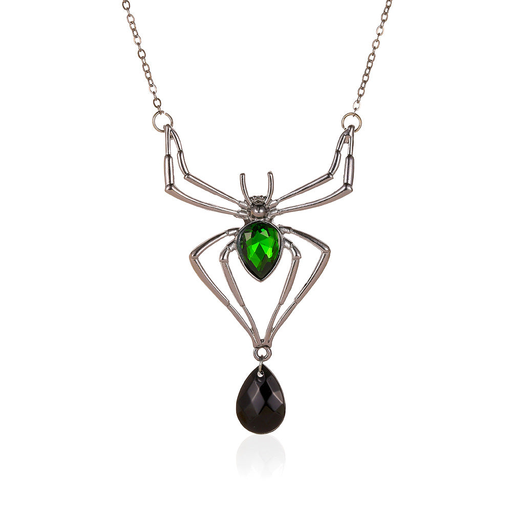 Halloween Women Fashion Exaggerated Retro Green Alloy Necklace