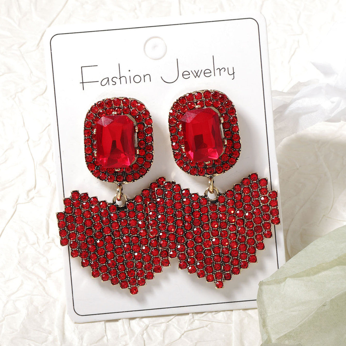 Boucles d'oreilles géométriques à strass pour femmes