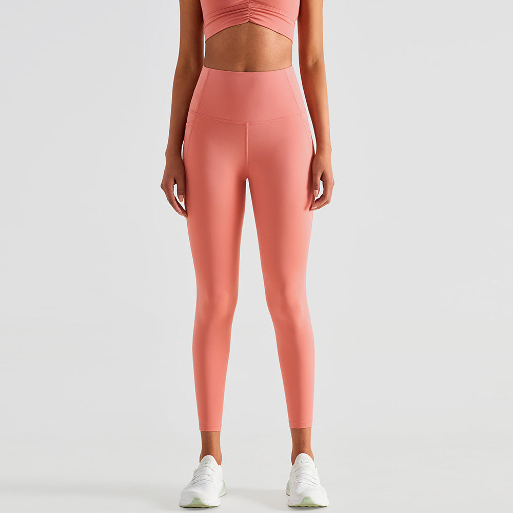 Pantalon de yoga taille haute uni pour femme