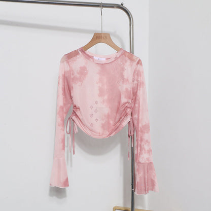 Women Fashion Summer Vacation Tie Dye Blouse