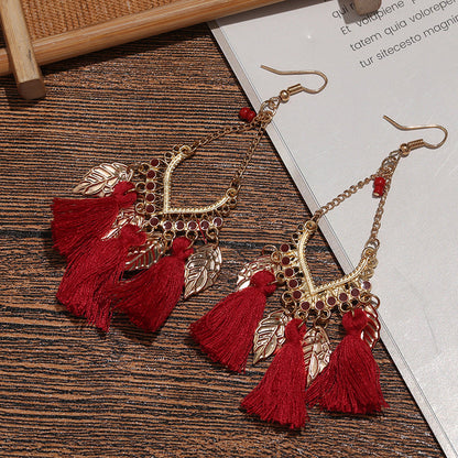 Pendientes con borlas retro de estilo étnico bohemio