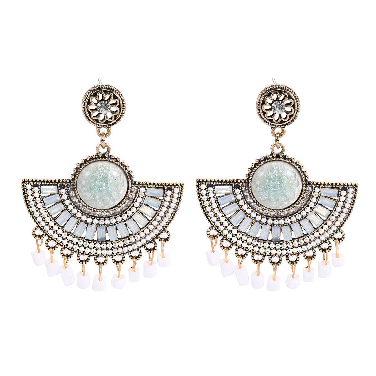 Women Fashion Bohemian Ethnic Fan Tassel Earrings