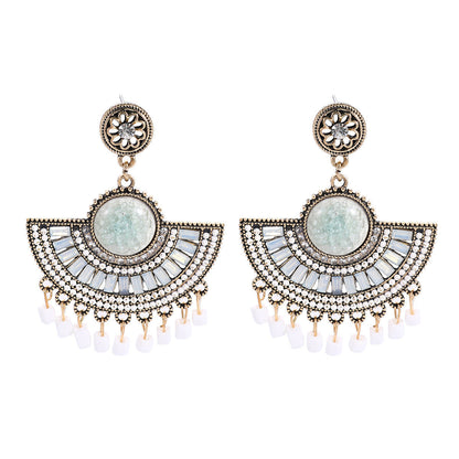 Women Fashion Bohemian Ethnic Fan Tassel Earrings