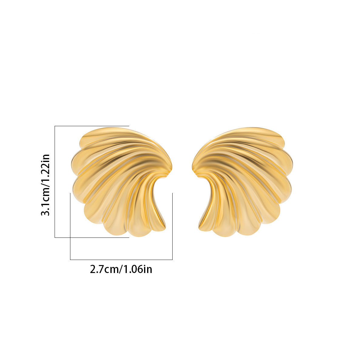 Women Fashion Exaggerated Metal Ginkgo Leaf Shellfish Earrings - Trendy Flower Style