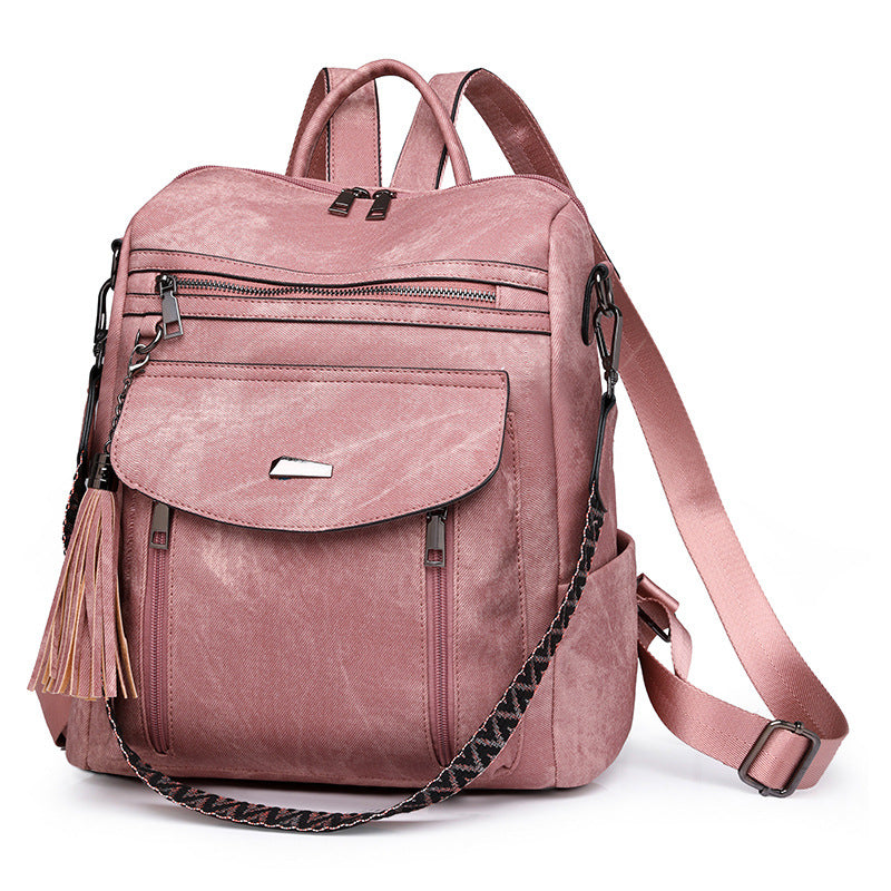 Women Casual Fashion Zipper Backpack in PU Material